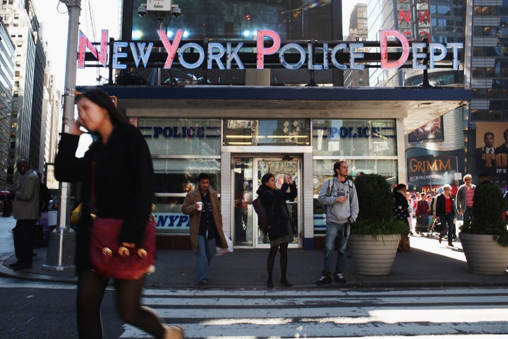 NEW YORK, NY - OCTOBER 25: A New York City Police precinct is seen in Times Square on October 25, 2011 in New York City. Ray