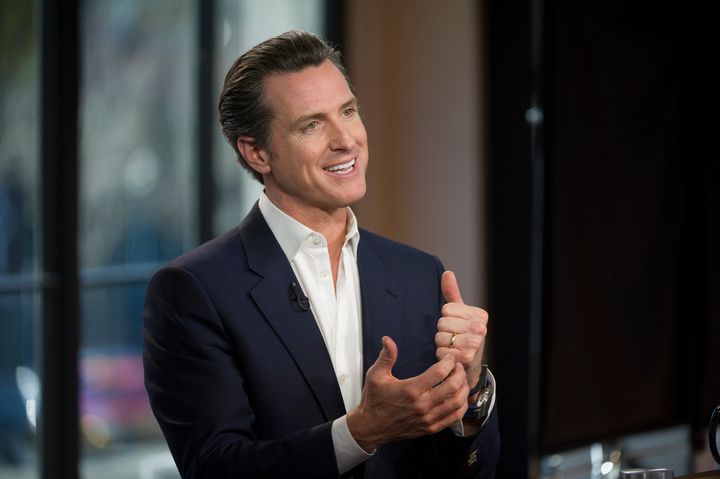 Gavin Newsom, lieutenant governor of California, speaks during a Bloomberg West Television interview in San Francisco, California, U.S., on Thursday, Feb. 21, 2013. In 2003, Newsom was elected the 42nd Mayor of San Francisco, the city's youngest in 100 years. Photographer: David Paul Morris/Bloomberg via Getty Images 