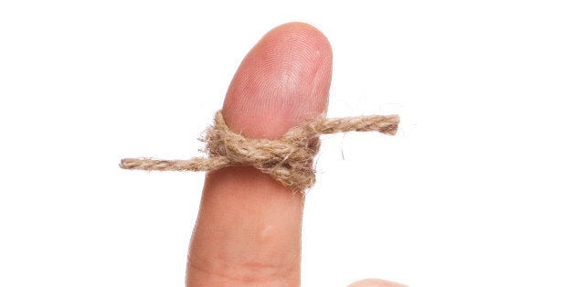 a string tied around a finger...