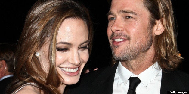 PALM SPRINGS, CA - JANUARY 07: Actors Angelina Jolie (L) and Brad Pitt (R) arrive at Mercedes-Benz at Palm Springs International Film Festival awards gala on January 7, 2012 in Palm Springs, California. (Photo by Chelsea Lauren/WireImage)