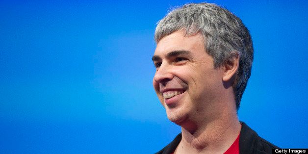 Larry Page, co-founder and chief executive officer at Google Inc., smiles during the Google I/O Annual Developers Conference in San Francisco, California, U.S., on Wednesday, May 15, 2013. Page disclosed a health condition that can result in hoarse speech and labored breathing, though according to doctors won?t impede him from running the Web-search provider. Photographer: David Paul Morris/Bloomberg via Getty Images 