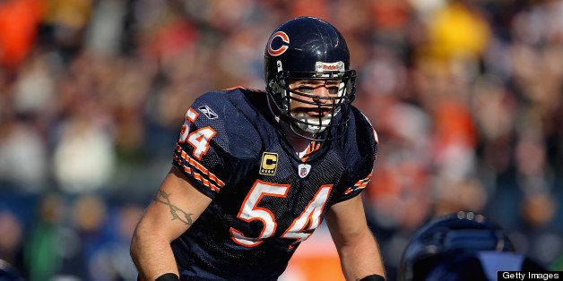 CHICAGO, IL - DECEMBER 18: Brian Urlacher #54 of the Chicago Bears awaits the start of play against the Seattle Seahawks at Soldier Field on December18, 2011 in Chicago, Illinois. The Seahawks defeated the Bears 38-14. (Photo by Jonathan Daniel/Getty Images) 