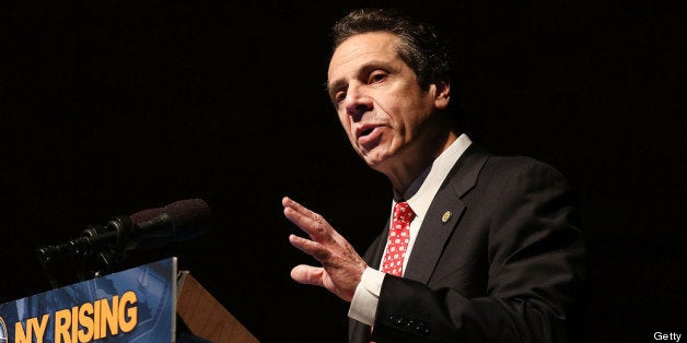 NEW YORK, NY - FEBRUARY 06: New York Governor Andrew Cuomo delivers his State of the State and budget proposals at The City