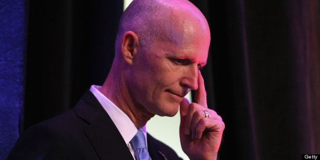 FORT LAUDERDALE, FL - MAY 08: Florida Governor Rick Scott waits to be introduced during the Governor's Hurricane Conference General Session at the Broward County Convention Center on May 8, 2013 in Fort Lauderdale, Florida. The governor among other items spoke about the impact of Washington DC?s budget sequestration on hurricane readiness. Hurricane season in the Atlantic begins June 1st and ends November 30th. (Photo by Joe Raedle/Getty Images)