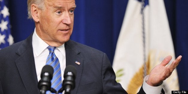 US Vice President Joe Biden speaks on reducing gun violence in the South Court Auditorium of the Eisenhower Executive Office Building, next to the White House, on June 18, 2013 in Washington, DC. AFP PHOTO/Mandel NGAN (Photo credit should read MANDEL NGAN/AFP/Getty Images)