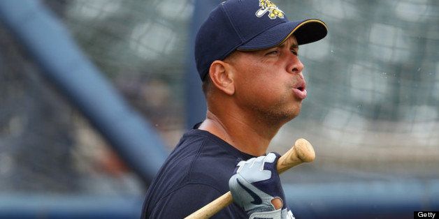 CHARLESTON, SC - JULY 02: Alex Rodriguez of the New York Yankess warms up before his game for the Charleston RiverDogs at Joseph P. Riley Jr. Park on July 2, 2013 in Charleston, South Carolina. (Photo by Streeter Lecka/Getty Images)