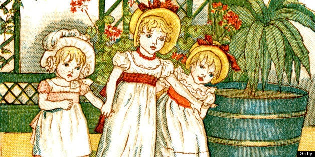 From the Kate Greenaway Almanack for 1884, an illustration for the month of October. The Almanack for 1884 by Kate Greenaway was published by George Routledge & Sons of London and New York.