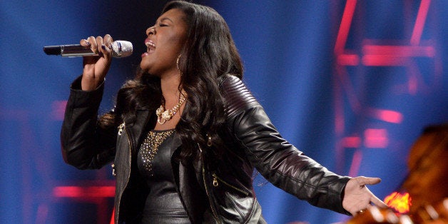 LOS ANGELES, CA - MAY 15: Contestant Candice Glover performs onstage at FOX's 'American Idol' Season 12 Top 2 Live Performance Show at Nokia Theatre L.A. Live on May 15, 2013 in Los Angeles, California. (Photo by FOX via Getty Images)