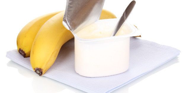 yogurt with banana isolated on...