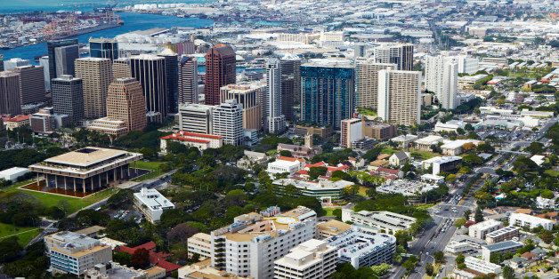Aerial view of the skyscrapers in Honolulu