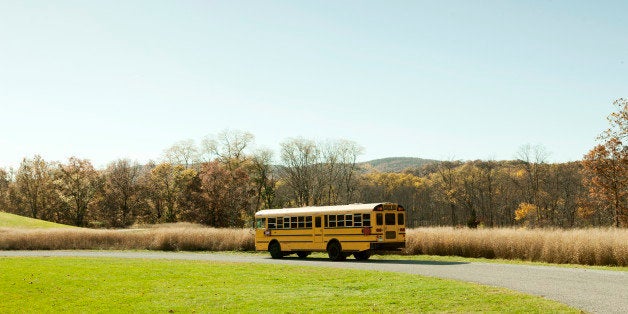 School bus parked in empty park