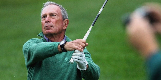 NORTON, MA - AUGUST 29: New York Michael Bloomberg was part of Tiger Woods's group during the Pro-Am tourney of the Deutsche