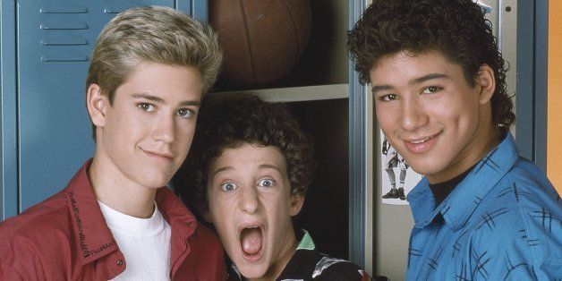 SAVED BY THE BELL -- Pictured: (l-r) Mark-Paul Gosselaar as Zack Morris, Dustin Diamond as Screech Powers, Mario Lopez as A.C. Slater -- Photo by: Alice S. Hall/NBCU Photo Bank .
