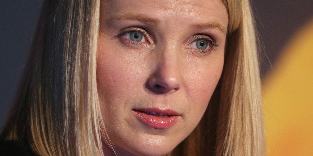 NEW YORK, NY - MAY 20: Yahoo! CEO Marissa Mayer attends a news conference following the company's acquisition of Tumblr at a press conference in Times Square on May 20, 2013 in New York City. The internet giant Yahoo! purchased the blogging site Tumblr for $1.1 billion. The company also announced a sleek new redesign of its Flickr photo service. (Photo by Mario Tama/Getty Images)