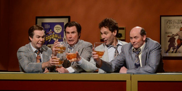 SATURDAY NIGHT LIVE -- Episode 1649 -- Pictured: (l-r) Taran Killam, Will Farrell, Paul Rudd, David Koechner -- (Photo by: Dana Edelson/NBC/NBCU Photo Bank via Getty Images)