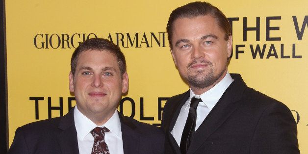 NEW YORK, NY - DECEMBER 17: Actors Jonah Hill and Leonardo DiCaprio attend the 'The Wolf Of Wall Street' premiere at Ziegfeld Theater on December 17, 2013 in New York City. (Photo by Jim Spellman/WireImage)