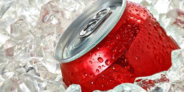 soda can in crushed ice