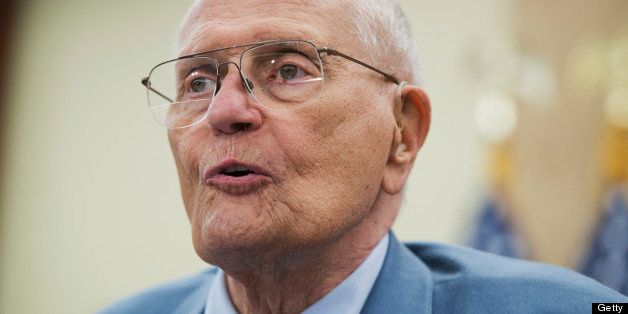 UNITED STATES - MARCH 20: Rep. John Dingell, D-Mich., speaks during news conference in the Capitol Visitor Center to mark the third anniversary of the Affordable Care Act. (Photo By Tom Williams/CQ Roll Call)