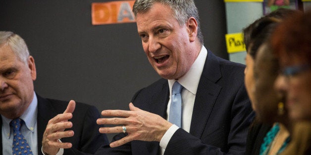 NEW YORK, NY - FEBRUARY 04: New York City Mayor Bill DeBlasio attend a roundtable discussion held by Univision between parents of elementary school children and politicians regarding language learning and preschool on February 4, 2014 in New York City. Many states, New York included, are on the path to creating preschool education for all children under the age of five. (Photo by Andrew Burton/Getty Images)