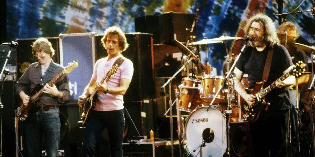 BERKELEY - MAY 15: Phil Lesh, Bob Weir and Jerry Garcia of the 'The Grateful Dead' performing at the Greek Theater in Berkeley, California on July 15, 1984. (Photo by Larry Hulst/Michael Ochs Archives/Getty Images)
