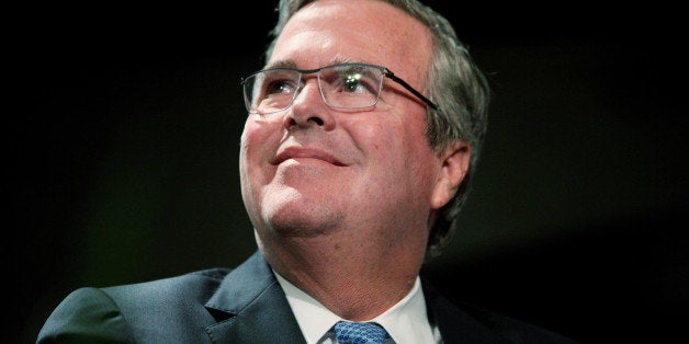 WOODBURY, NEW YORK - FEBRUARY 24: Former Florida Gov. Jeb Bush speaks during a Long Island Association luncheon with LIA President and CEO Kevin S. Law at the Crest Hollow Country Club on February 24, 2014 in Woodbury, New York. Bush is widely seen as a possible presidential contender in 2016. (Photo by Andy Jacobsohn/Getty Images)