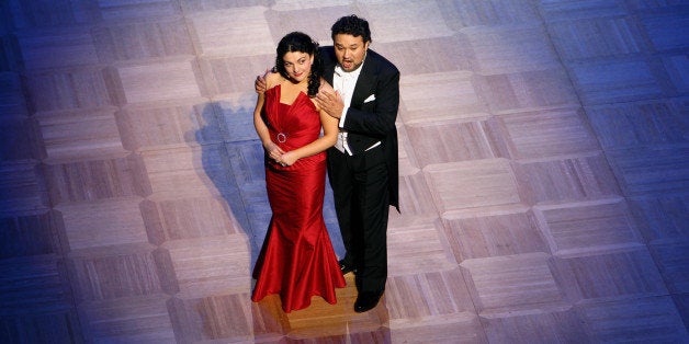 VIENNA, AUSTRIA - FEBRUARY 19: Mexican tenor Ramon Vargas (R) and Georgian soprano Tamar Iveri perform during the annual Vienna Opera Ball at the Vienna State Opera on February 19, 2009 in Vienna, Austria. This major European ball has been taking place in Vienna since the beginning of the 19th century, and is a highlight of the European social calendar. (Photo by Miguel Villagran/Getty Images)