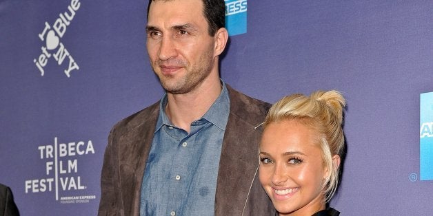NEW YORK, NY - APRIL 24: Actress Hayden Panettiere (R) and professional boxer Wladimir Klitschko attend the premiere of 'Kli