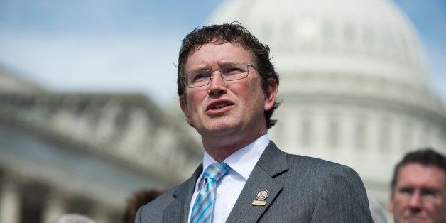 UNITED STATES - SEPTEMBER 26: Rep. Thomas Massie, R-Ky., speaks at the House Triangle during the Coal Caucus' news conference on the EPA's recently proposed greenhouse gas standards for new power plants on Thursday, Sept. 26, 2013. (Photo By Bill Clark/CQ Roll Call)