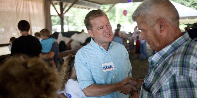 LANCASTER, MA - AUGUST 9: Candidate for U.S. Senate Brian Herr campaigns at the Bolton Fair on August 9, 2014. (Photo by Zack Wittman for The Boston Globe via Getty Images)