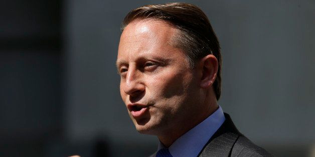 Republican gubernatorial challenger Rob Astorino speaks at a news conference in New York, Wednesday, July 30, 2014. Astorino was speaking about allegations that Democratic Gov. Andrew Cuomo's administration meddled with his state anti-corruption commission. (AP Photo/Seth Wenig)