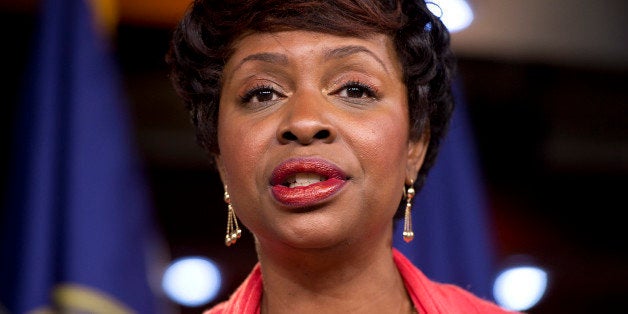 UNITED STATES - AUGUST 01: Rep. Yvette Clarke, D-N.Y., speaks during a Congressional Progressive Caucus news conference in the Capitol Visitor Center to introduce the Deal for All resolution. The resolution would address policies that protect the middle class such as social security, medicare and medicaid, and address corporate loopholes that allow companies to pay less in taxes. (Photo By Tom Williams/CQ Roll Call)