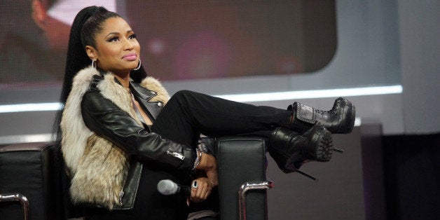 NEW YORK, NY - DECEMBER 18: Nicki Minaj visits BET's '106 & Park' at BET Studios on December 18, 2014, in New York City. (P