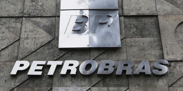 RIO DE JANEIRO, BRAZIL - FEBRUARY 04: Brazil's government-run oil company Petrobras' logo is displayed at Petrobras headquarters on February 4, 2015 in Rio de Janeiro, Brazil. The chief executive of the Brazilian oil giant, along with the entire board of directors, resigned in the midst of a major corruption scandal. (Photo by Mario Tama/Getty Images)