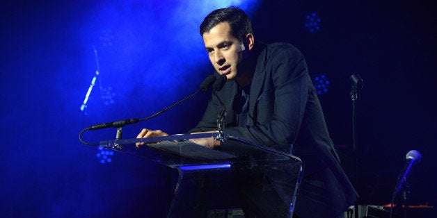 NEW YORK, NY - DECEMBER 11: Mark Ronson speaks at the Other Ball fundraiser sponsored by Topshop Topman for Arms Around the Child at the Highline Ballroom on December 11, 2013 in New York City. (Photo by Noam Galai/Getty Images for Arms Around the Child)