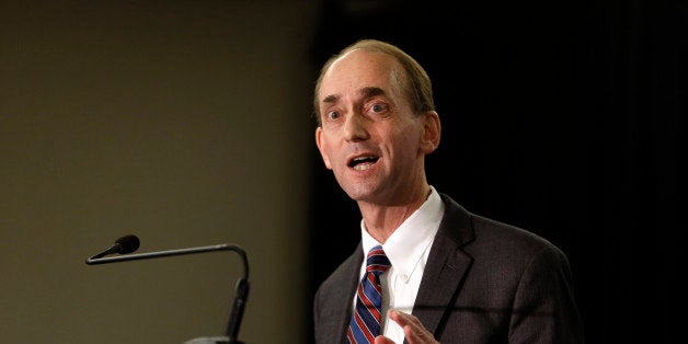 Missouri Auditor Tom Schweich announces his candidacy for governor Wednesday, Jan. 28, 2015, in St. Louis. The announcement sets up a potential high-profile Republican primary next year against former Missouri House Speaker and U.S. attorney Catherine Hanaway.(AP Photo/Jeff Roberson)