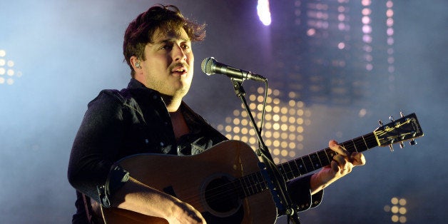 CHICAGO, IL - AUGUST 03: Marcus Mumford of Mumford & Sons performs during Lollapalooza 2013 at Grant Park on August 3, 2013 in Chicago, Illinois. (Photo by Theo Wargo/Getty Images)