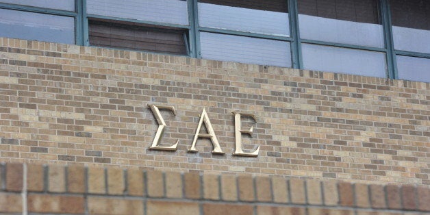 The Sigma Alpha Epsilon house at the University of Oklahoma on Monday, March. 9, 2015 in Norman, Oklahoma. The SAE fraternity has been banned from campus after a video surfaced of members shouting and singing racial slurs. President David Boren of the University of Oklahoma severed the school's ties with a national fraternity on Monday and ordered that its on-campus house be shuttered after several members took part in a racist chant caught in an online video. (AP Photo/Nick Oxford)