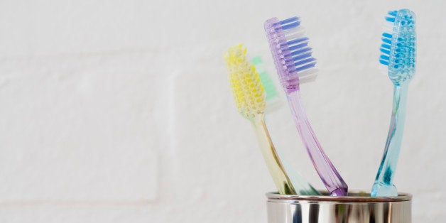 Toothbrushes in holder