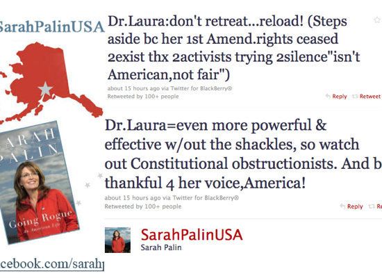 Sarah Palin Defends Dr. Laura