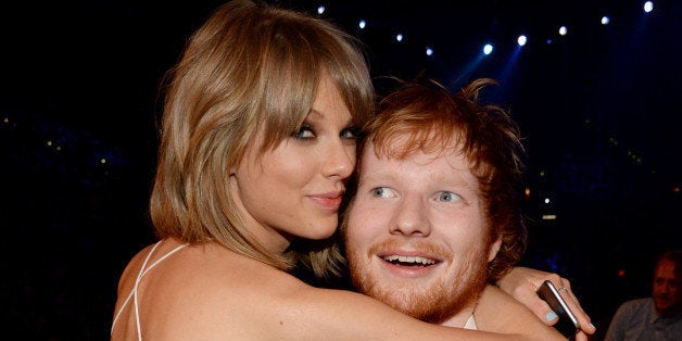 LAS VEGAS, NV - MAY 17: Recording artists Taylor Swift (L) and Ed Sheeran pose during the 2015 Billboard Music Awards at MGM Grand Garden Arena on May 17, 2015 in Las Vegas, Nevada. (Photo by Kevin Mazur/BMA2015/WireImage)