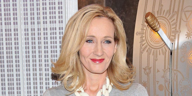 NEW YORK, NY - APRIL 09: Founder and President of Lumos and Patron of Lumos USA/ Author J.K. Rowling ceremoniously lights the Empire State Building in LumosÃ colors of purple, blue and white to mark the US launch of her non-profit organization at The Empire State Building on April 9, 2015 in New York City. (Photo by Cindy Ord/Getty Images)