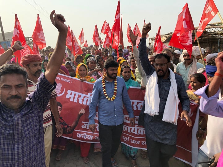 Kanhaiya Kumar during a campaign in Begusarai town of Bihar.