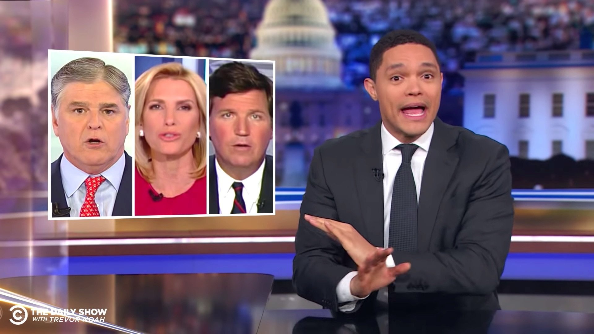 Trevor Noah Calls Out Sean Hannity Tucker Carlson And Laura Ingraham   5c9b2ff91f0000d1007f0851 