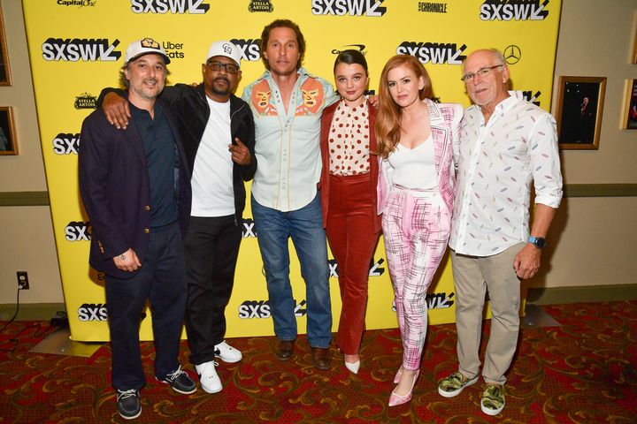 Harmony Korine, Martin Lawrence, Matthew McConaughey, Stefania LaVie Owen, Isla Fisher and Jimmy Buffett at the South by Southwest premiere of "The Beach Bum" in March 2019.