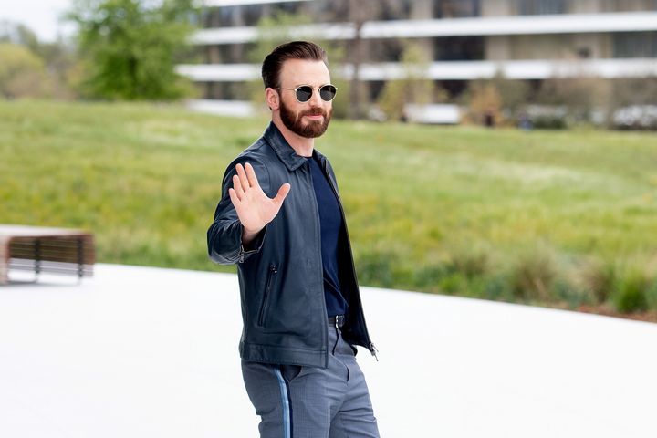 Chris Evans leaves an event launching Apple tv+ at Apple headquarters on March 25, 2019