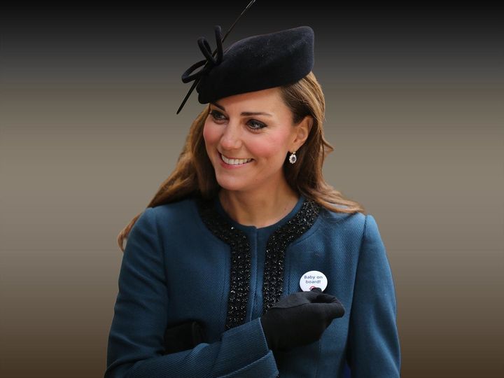The Duchess of Cambridge wearing TFL's baby on board badge.