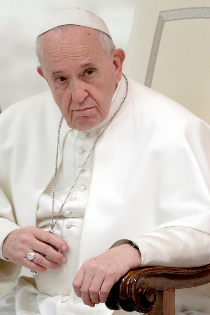 Pope Francis attends an audience at the Vatican on Friday, March 29, 2019. 