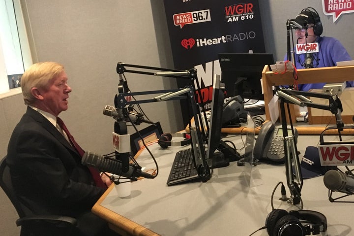 Former Massachusetts Gov. Bill Weld appears on talk radio host Jack Heath's show in Manchester.