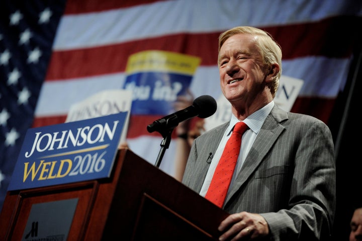 Bill Weld, then a Libertarian vice presidential candidate, speaks at a rally in New York on September 10, 2016.