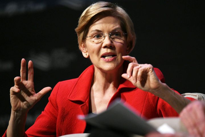 Elizabeth Warren speaks at the Heartland Forum in Storm Lake, Iowa, on March 30, 2019.